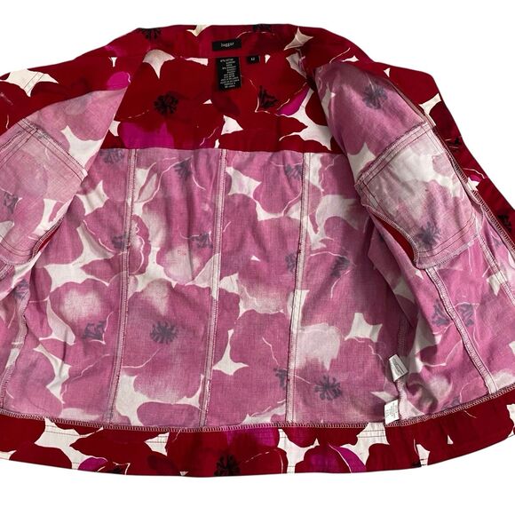 Haggar Blazer Womens Sz 12 Red Floral Jacket Office Workwear Coastal Resort - Picture 4 of 14